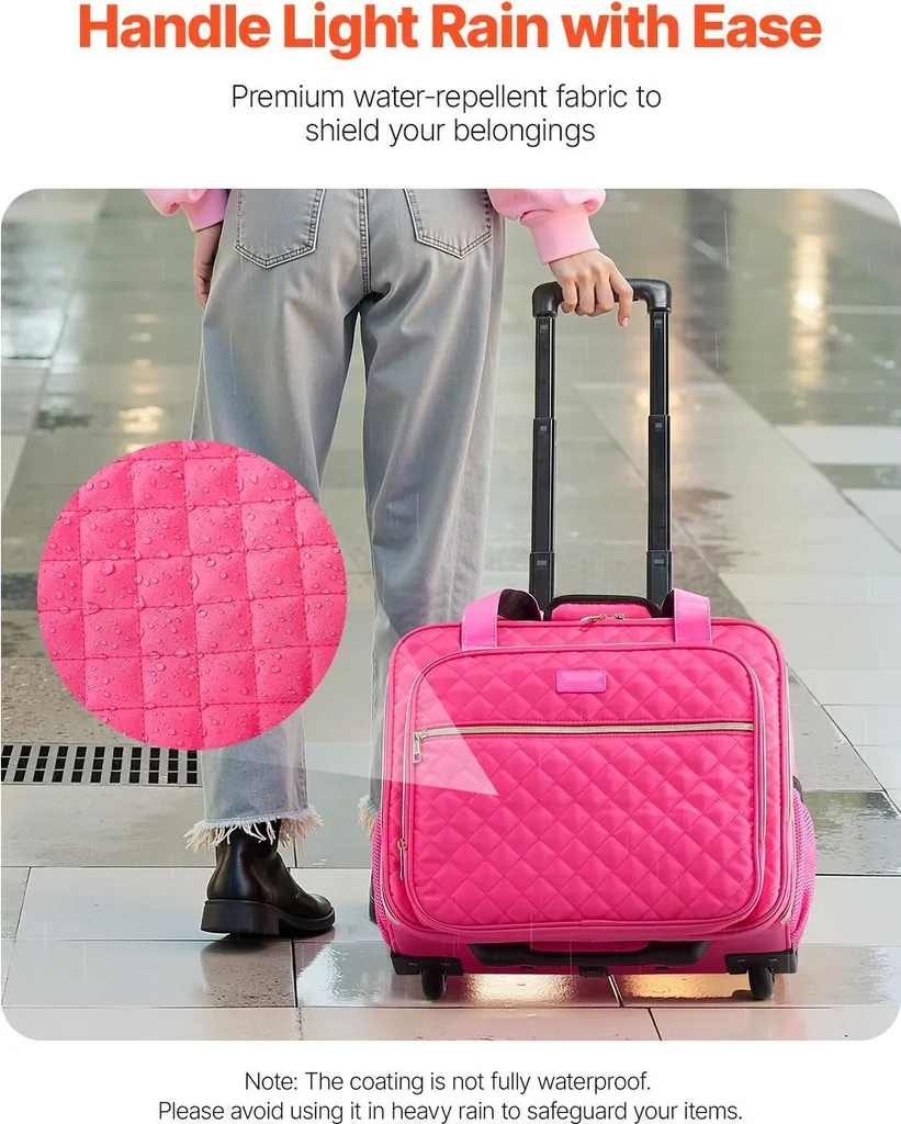 Trolley per Notebook 17.3" Valigetta PC Rosa Imbottita con Ruote - 4