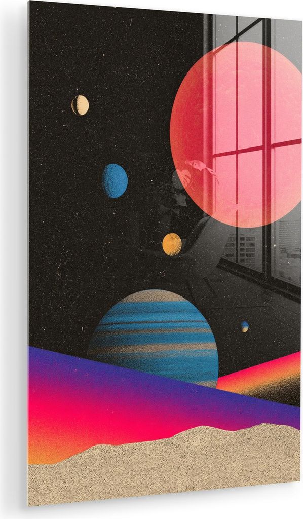 MuchoWow Glasbilder - Bilder auf Wandbild - Foto auf Glas Himmel - Planeten - Leuchtend bunt 40x60 cm Wanddekoration aus Glas - Acrylglasbild - Acr...