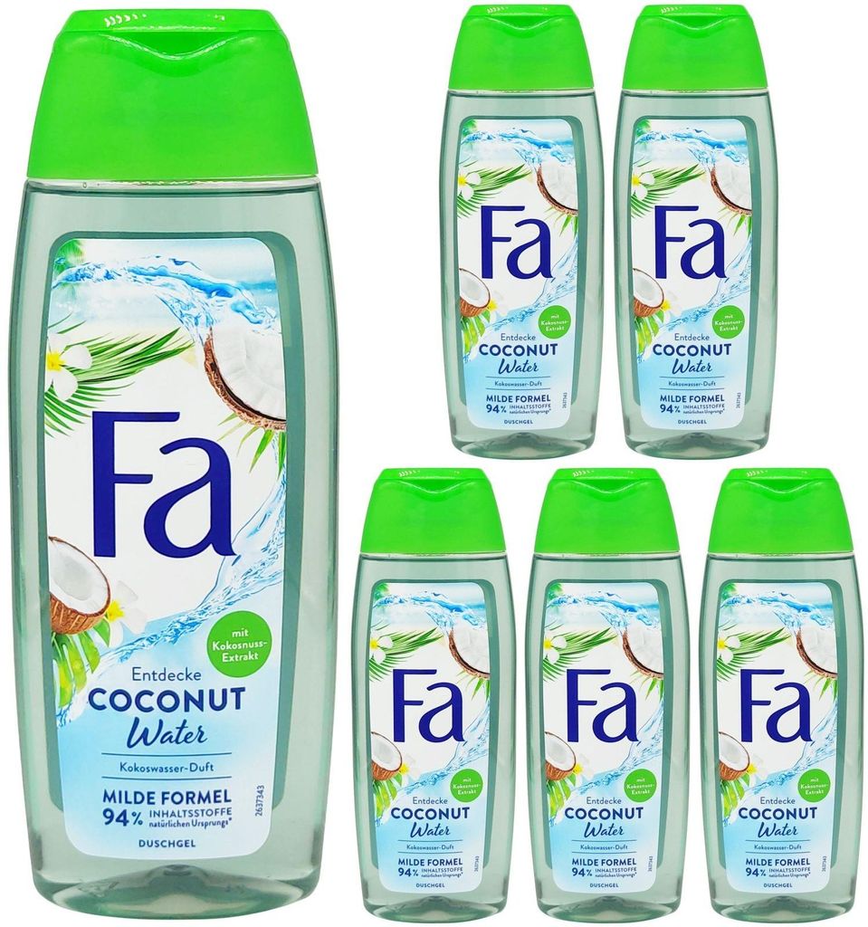 6x Fa Duschgel COCONUT WATER 250ml Kokosnuss-Extrakt Duft exotische Formel