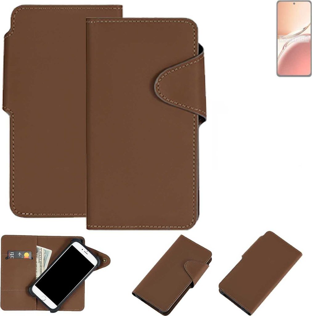 K-S-Trade Schutzhülle Klapphülle Kunstleder kompatibel mit Oppo Reno12 F 4G braun Handy Hülle Wallet Case