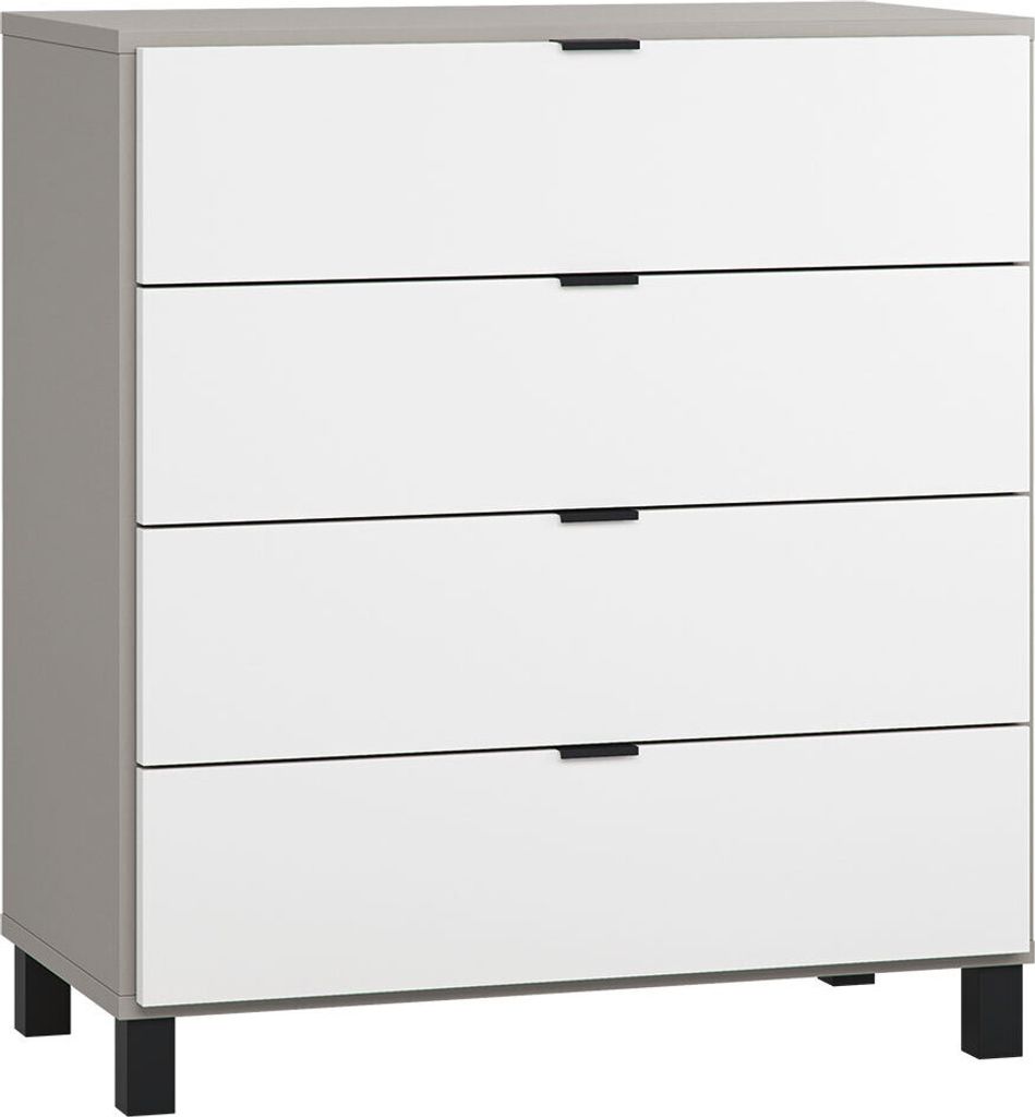 Kommode Pantanoso 32, Farbe: Grau / Weiß - Abmessungen: 100 x 90 x 47 cm (H x B x T)