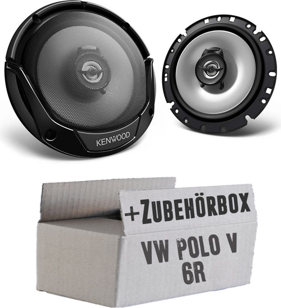 Lautsprecher Boxen Kenwood KFC-S1766 - 16,5cm 2-Wege Koaxialsystem Auto Einbausatz - Einbauset passend für VW Polo 6R Front Heck - justSOUND