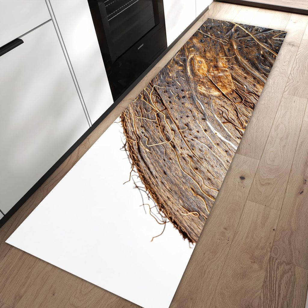 Küchenteppich 60x90cm rutschfest & abwischbar PVC Läufer - Nuss Schale Detail