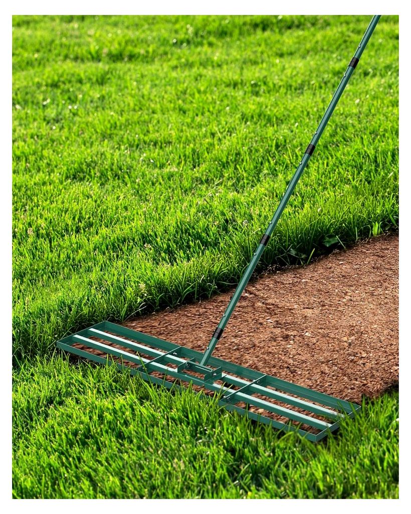 Rasenrechen 76x25cm mit 198cm Stiel für Garten und Golfplatz