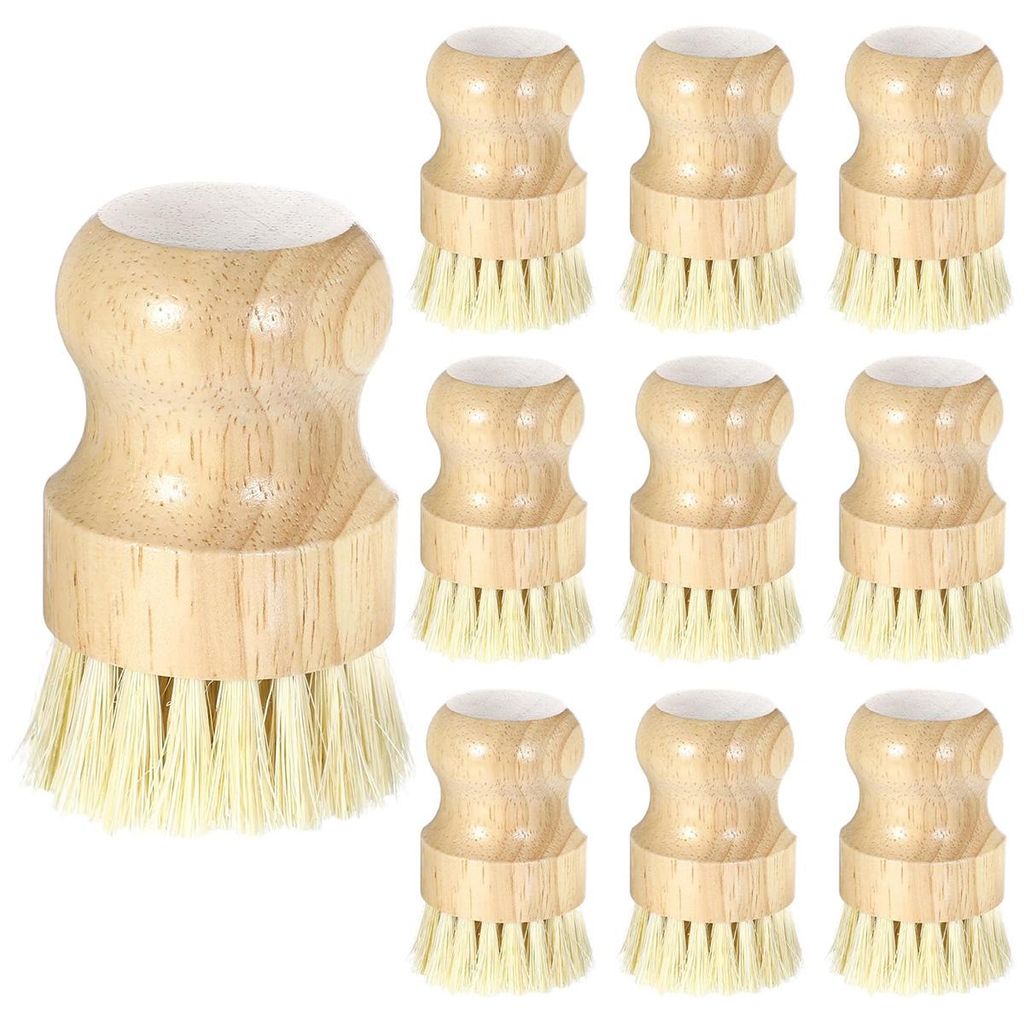 10er-Pack Bambus-Spülbürsten-Set, Spülbürste mit Griff, hölzerner Spülschwamm für Küchenreinigung, für Geschirr, Töpfe, Pfannen und Gemüse