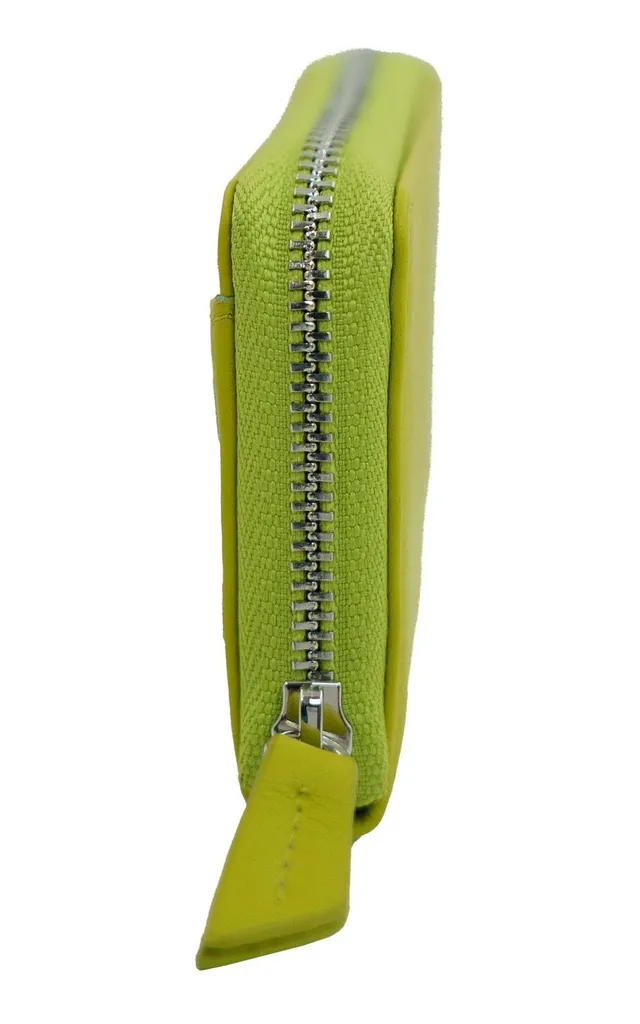 Petit portefeuille étui à clés Joy Lemongrass en cuir souple zippé