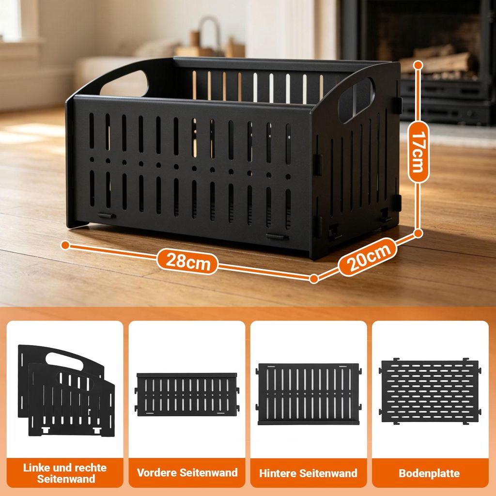 Ikodm, stufa a pellet con cesto portapellet, 28 cm, camera Immagine del prodotto 