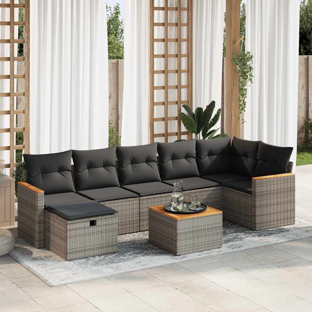 Maison Exclusive - 8-tlg. Garten-Sofagarnitur mit Kissen Grau Poly Rattan