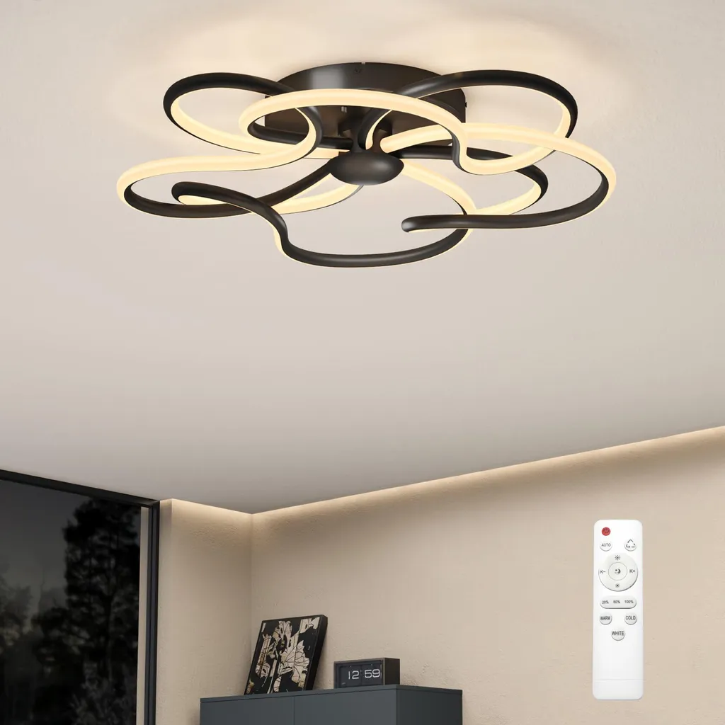 Plafonnier LED 112W Dimmable 3000K-6400K Noir 4960LM Design Alivetta