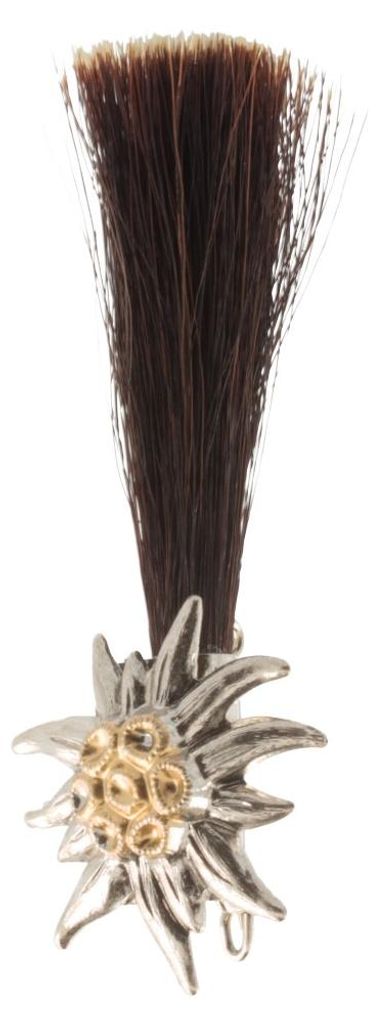 Hutanstecker Edelweiß mit Gamsbart von Hut-Breiter in silber