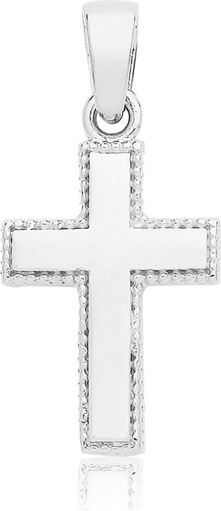 Eleganter 9 Karat (375) Weißgold Kreuz Damen - Anhänger - 21mm*10mm; TRS359849KW