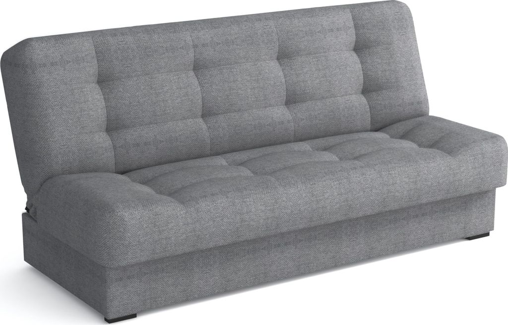 A studio shot of a gray sofa bed.