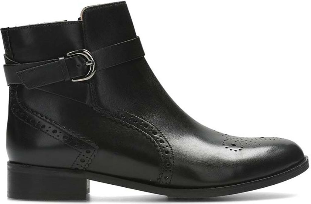 Zwarte leren laarzen voor dames, merk Clarks, model Netley Productafbeelding 