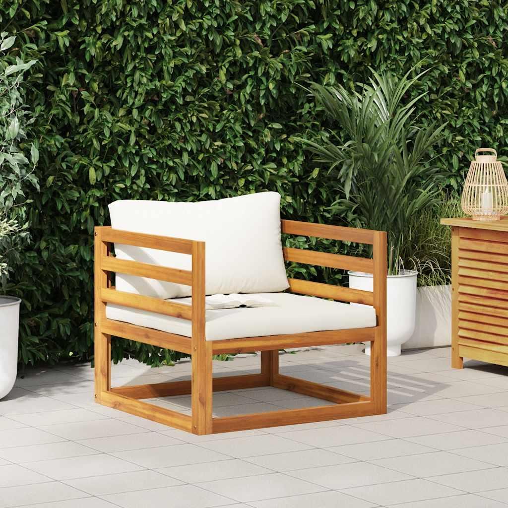 vidaXL Gartenstuhl mit Cremeweißen Auflagen Massivholz Akazie