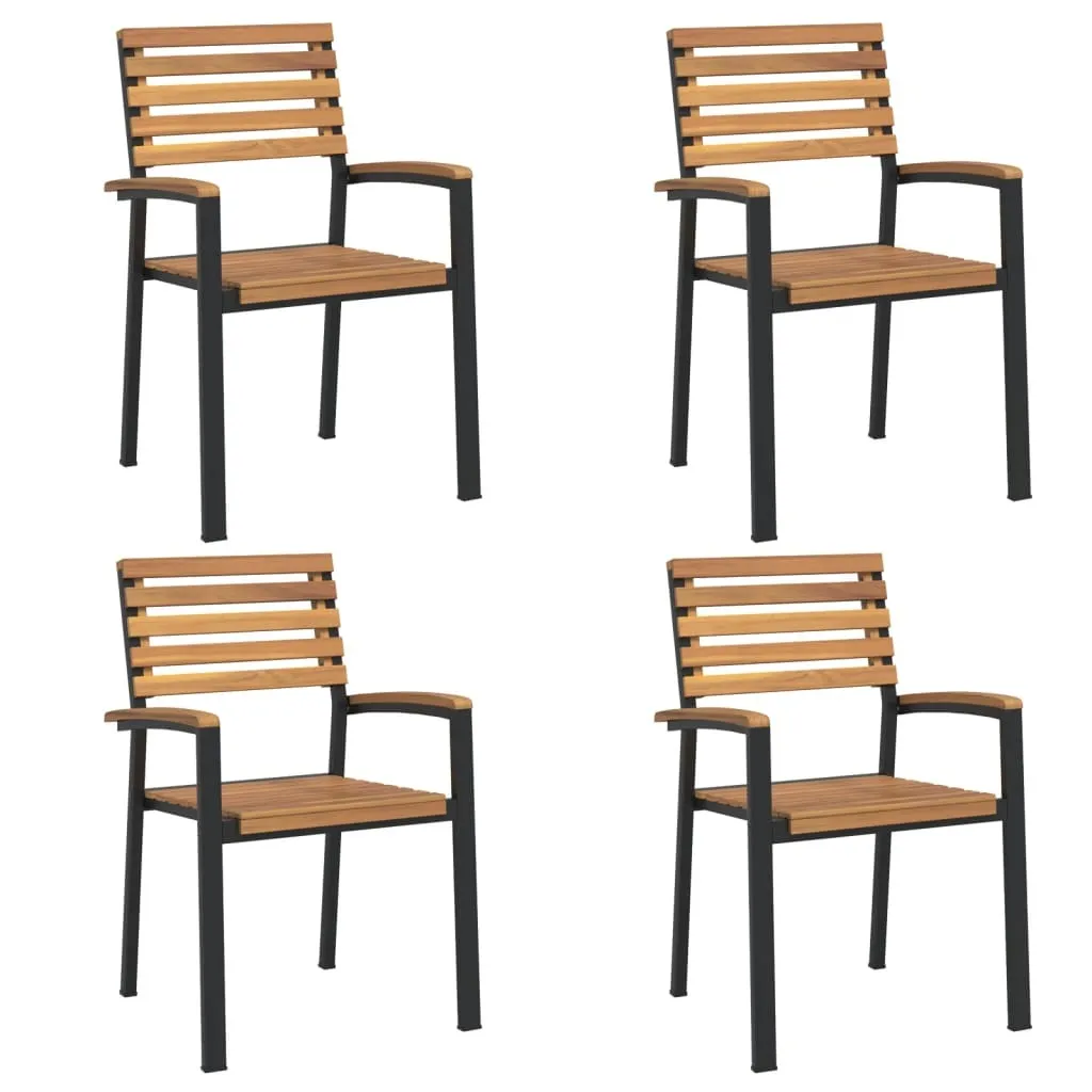 Chaises de terrasse empilables en acacia massif pour repas en plein air