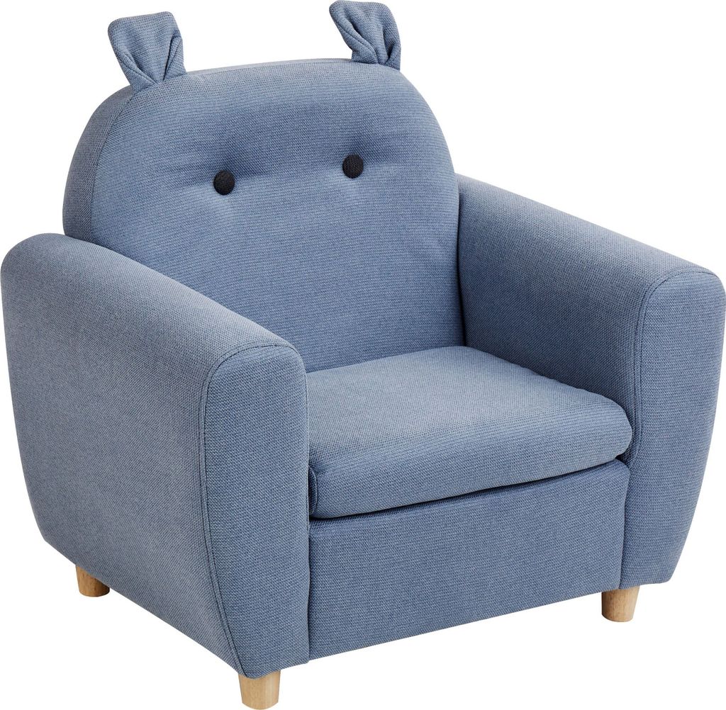 BELIANI Kindersessel Blau Stoffbezug Tierform Hippo mit Ohren Armlehnen Helle Holzbeine Modern für Kinderzimmer Wohnzimmer Ausstattung Kindermöbel