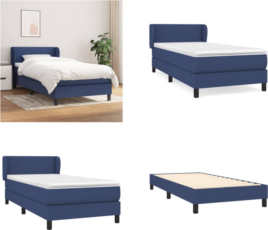 vidaXL Boxspringbett mit Matratze Blau 80x200 cm Stoff - Boxspringbett - Boxspringbetten - Bett - Schlafzimmermöbel