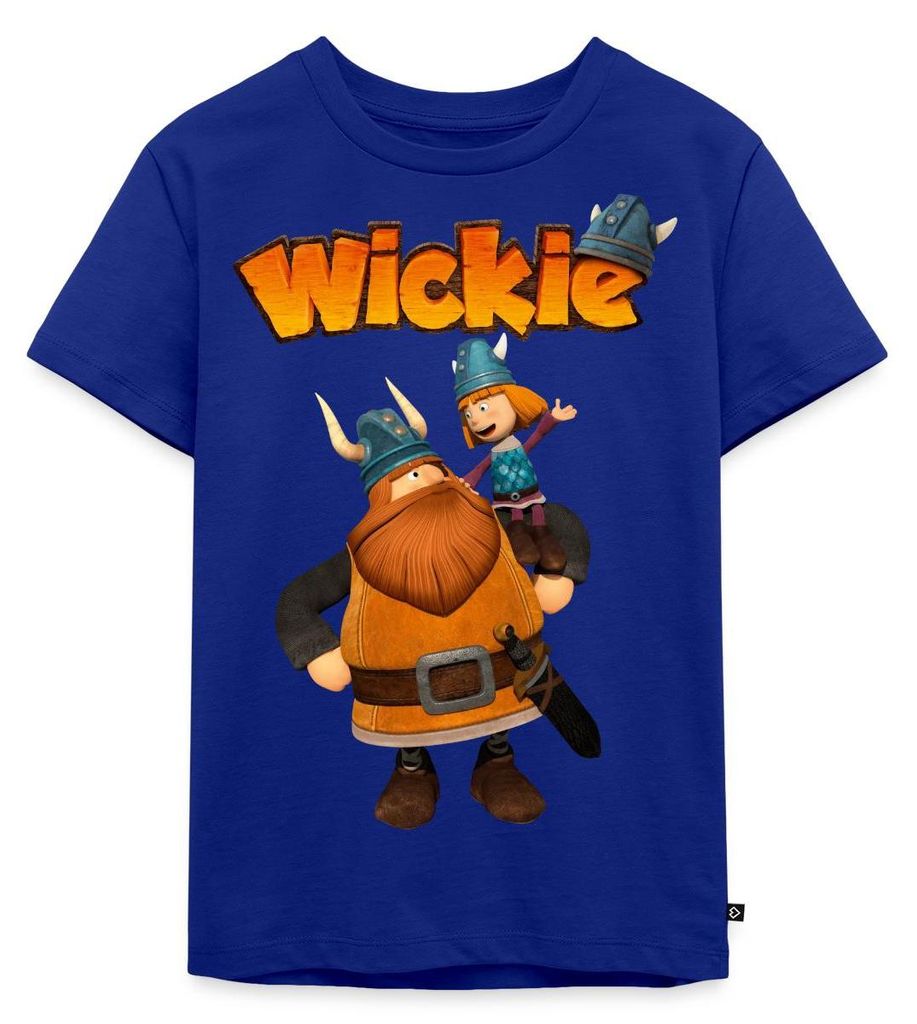 Spreadshirt Wickie Und Die Starken Männer Wickie Mit Papa Halvar Kinder Premium T-Shirt, 134/140 (8 Jahre), Royalblau