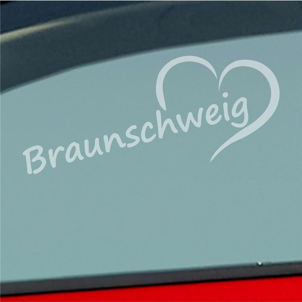 Auto Aufkleber Braunschweig Herz Stadt City Liebe Love 19,5x8 cm Milchglas Sticker Heckscheibenaufkleber