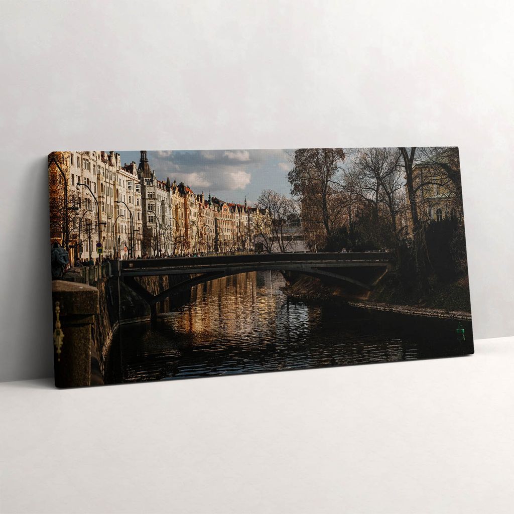Panorama von Prag – Leinwandbild Wandbild – 120x60 cm – Leinwandbilder – Wandbilder – Schlafzimmer – Flur