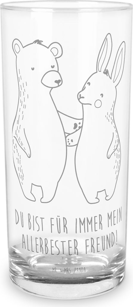 Mr. & Mrs. Panda Cocktailglas Bär und Hase Umarmen 400 ml - Transparent - Geschenk, Tumbler, Umarmung, Glas, Wasserglas, Beste Freundin, Longdrink...