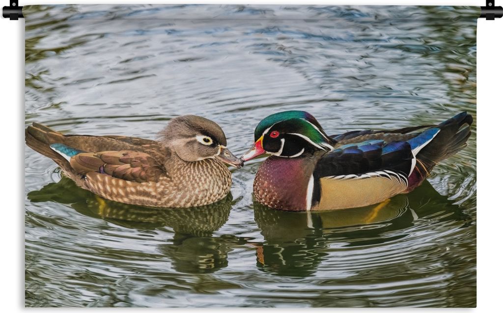 MuchoWow Wandteppich Wandbehang Ente - Vögel - Wasser - Federn - Tiere 150x100 cm Tapisserie Dekoration Wandtuch - Waschbar - Tapisserien - Wand...
