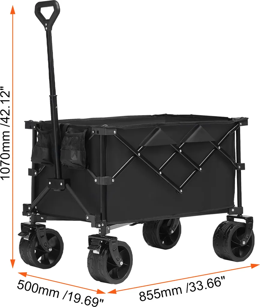 SucceBuy Carrello pieghevole da, 113 l carrello da spiaggia con ruote per tutti i terreni, robusto carrello pieghevole, capacità di carico di 250 lbs con portabicchieri, carrello sportivo per campeggio, shopping, giardinaggio - 8