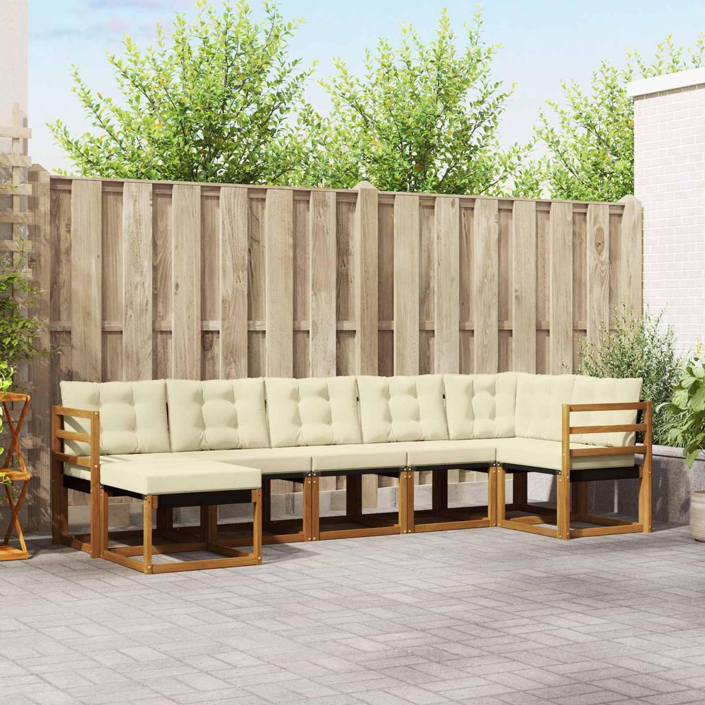 "Neues Produkt" Outdoor-Sofagarnitur ANTI-UV - CLORIS - mit Kissen - 7 pcs - Natur und Creme - Modern Gartensofas V511