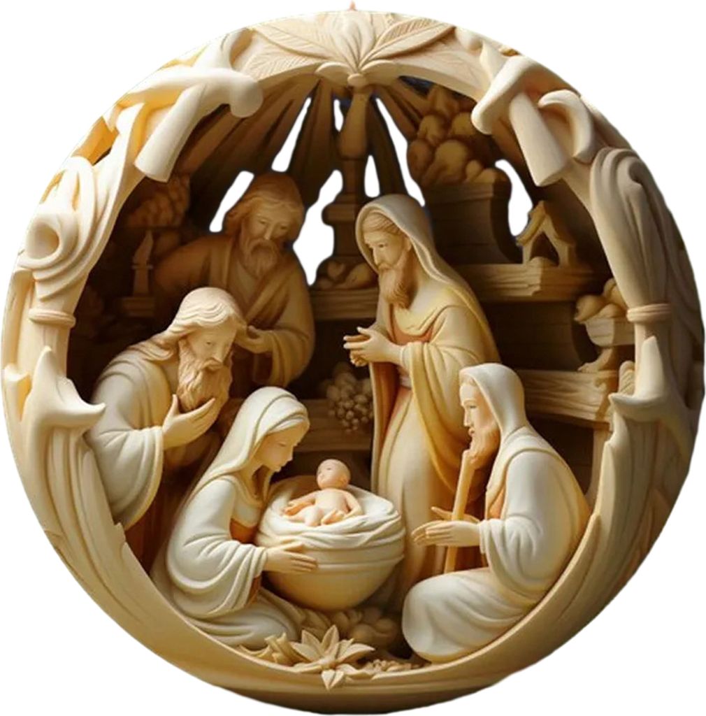 Weihnachtskrippe Dekoration 3D-Effekt Druck Acryl Wiederverwendbar Indoor Outdoor Weihnachtsbaum Runde Geburt von Jesus Erlöser Hängendes Ornamen...