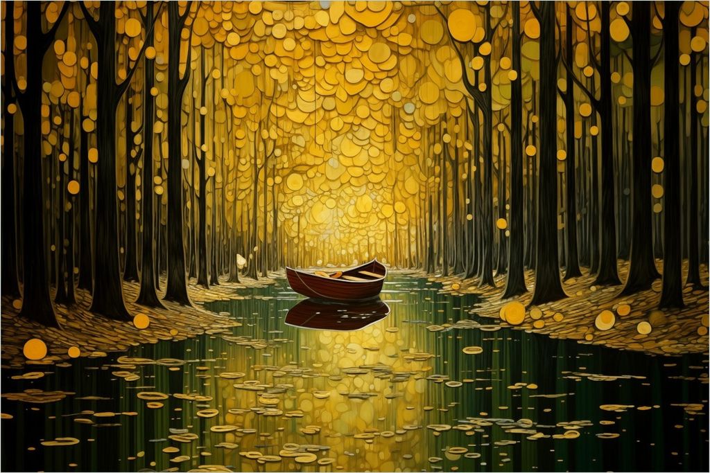 Wallario selbstklebendes Poster - Boot im goldenen Licht, Größe: 100 x 150 cm