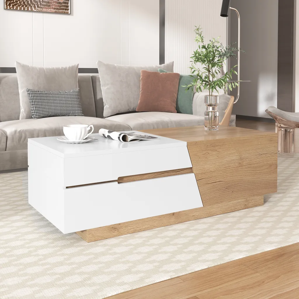 Merax Table Basse avec Rangement Caché et Plateau Extensible de 120cm - 3