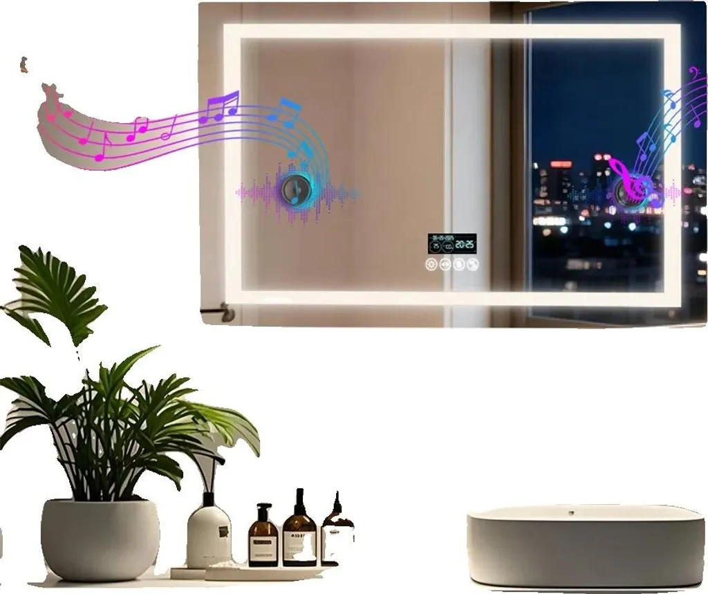 Miroir Salle de Bain Bluetooth Anti-buée 60x80 cm - Modèle Horizon Lumineux
