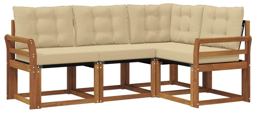 vidaXL Outdoor-Sofagarnitur mit Kissen 4 pcs Natur und Beige