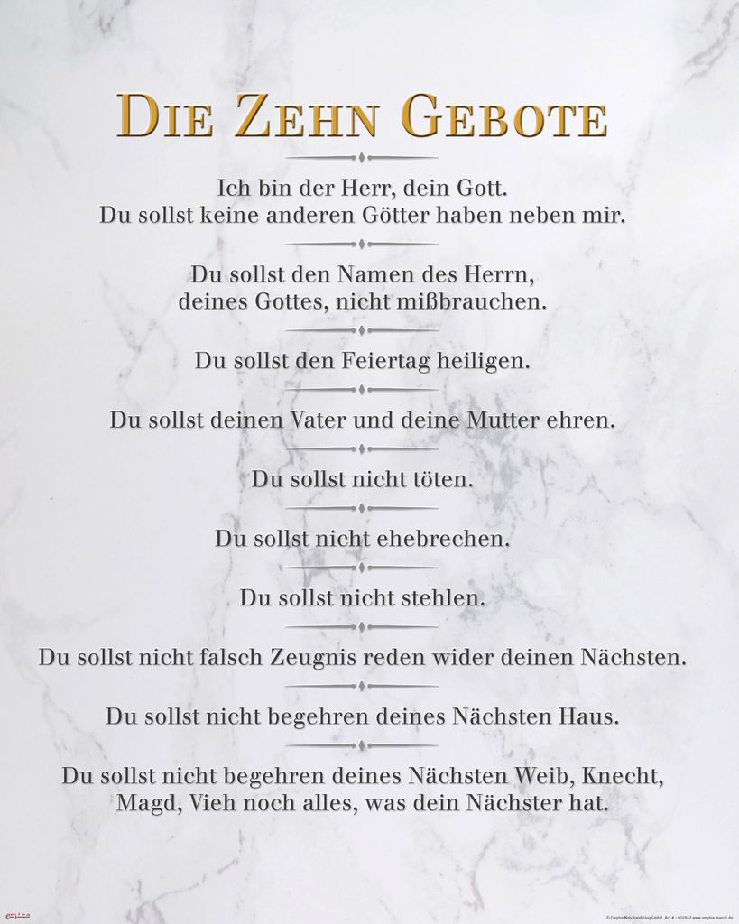Die 10 Gebote - Mini-Poster - Weiß Produktbild 