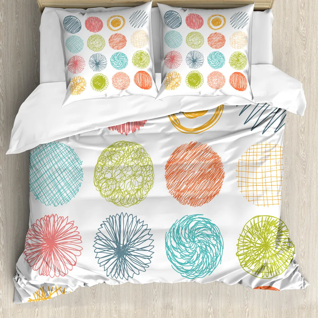 Set Letto ABAKUHAUS Microfibra 100% Antiacaro - Cerchi Moderni White