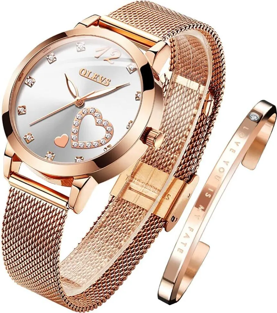 Orologio Donna Business Oro Rosa Cuore - Stile Bangle Professionale
