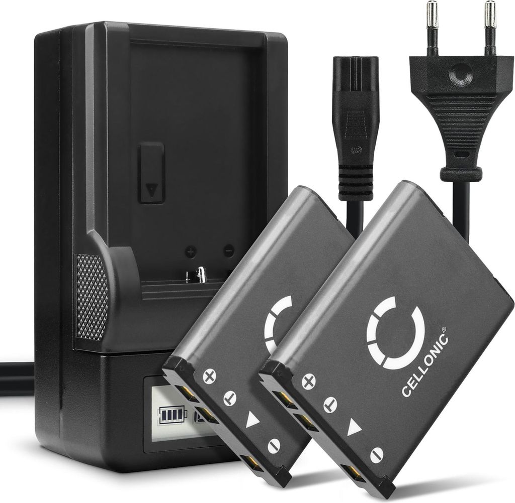 CELLONIC 2x Akku für Kamera Kompatibel mit Casio Exilim EX-ZS5, Exilim EX-TR150, Exilim EX-H15, NP-80 - (700mAh, 3.7V) + Ladegerät