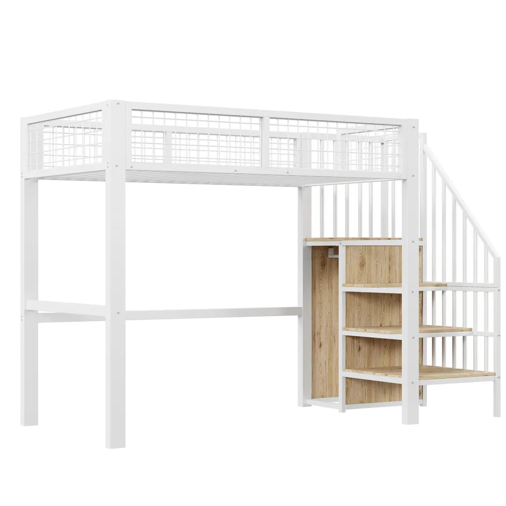 Lit Combiné 90x200 Métal avec Protection Chute et Bureau Intégré - 8
