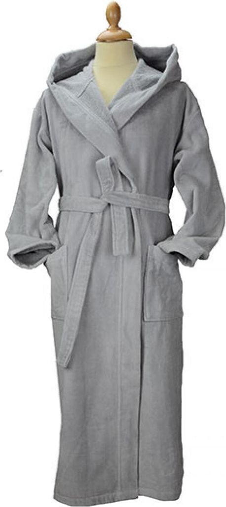 A&R 029.50 | DeLuxe Velour Bathrobe with hood - Bademantel - Farbe: Light Grey - Größe: XXL