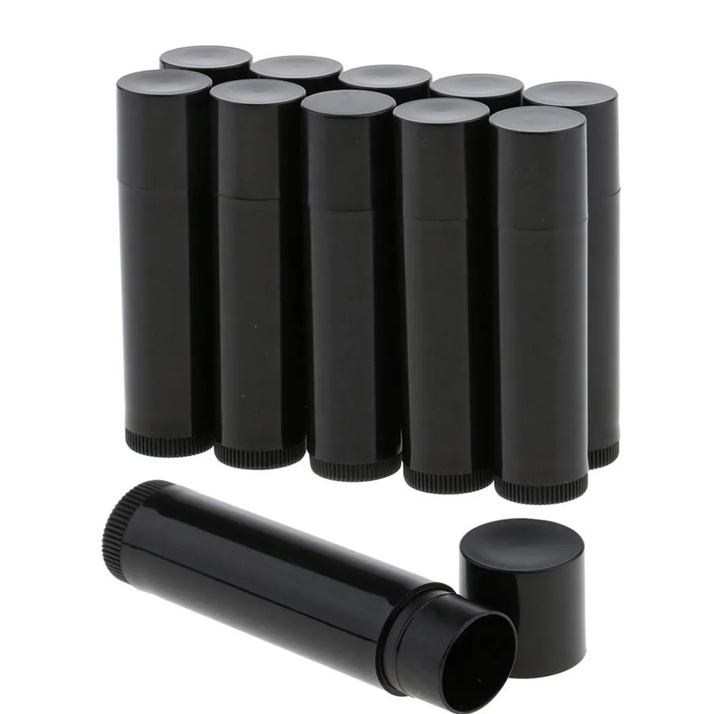 Fyearfly 10 Stück Leere Lippenstifthülsen 12,1mm - Schwarze Lochdesign-Tuben Für DIY Lipgloss & Lippenpflege