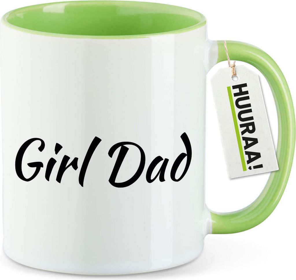 Huuraa Kaffeetasse Girl Dad Schriftzug 330ml Grün Keramik Kaffeebecher Geschenkidee