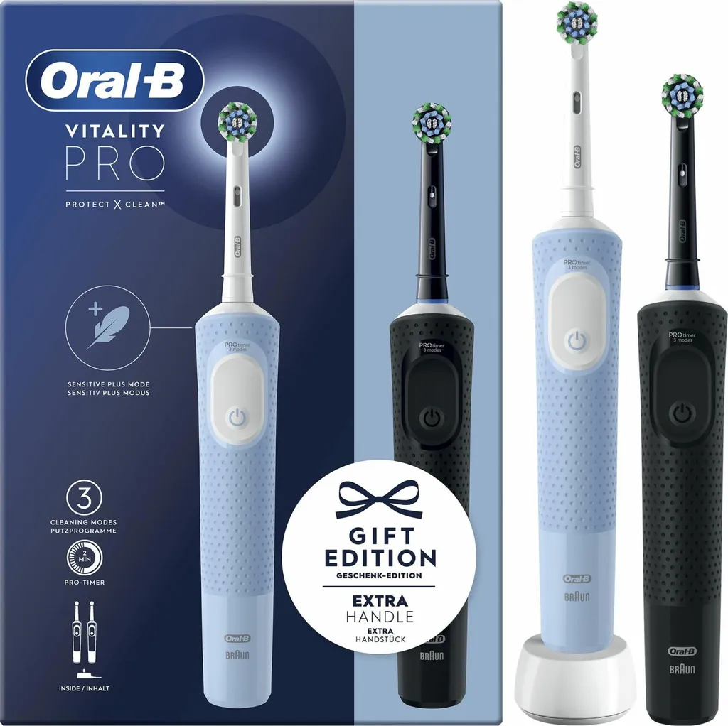 Oral-B Vitality Pro D103 Duo avec 3 Modes de Brossage pour un Soin Doux