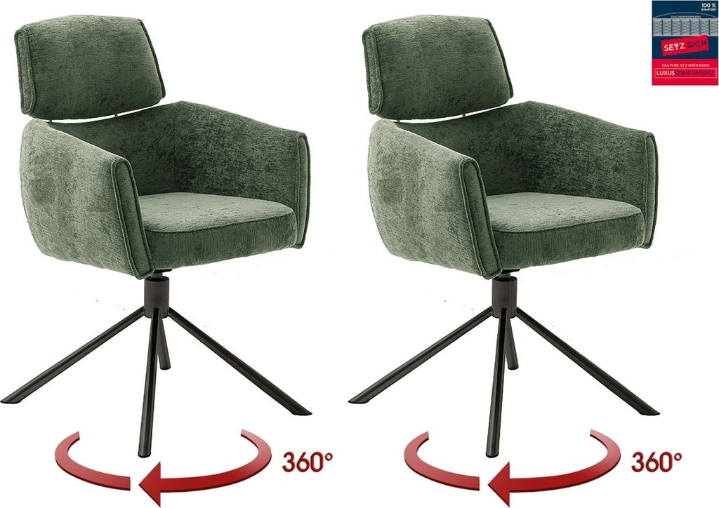 Armlehnstuhl >QUEBEC< (2-er Set) in Olive, Polyester - 60x92x64cm (BxHxT)