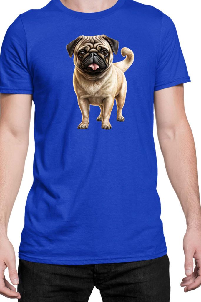Herren T-Shirt Dogs Breeds Pug Dog Breed 007, Man 3XL / Blau