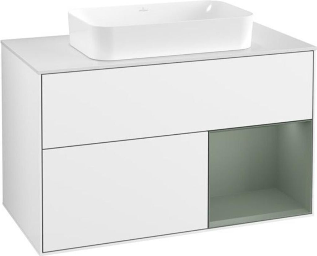 V&B Waschtischunterschrank Wandbeleuchtung Finion 100x60,3 cm, Rg r Ol m Lac, glo wh. Lac