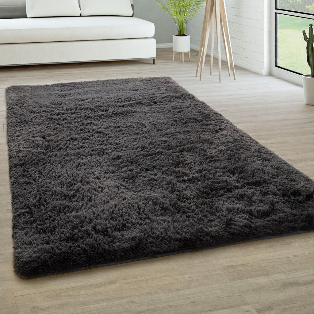Hochflor Teppich Wohnzimmer Fellteppich Kunstfell Shaggy Produktbild 