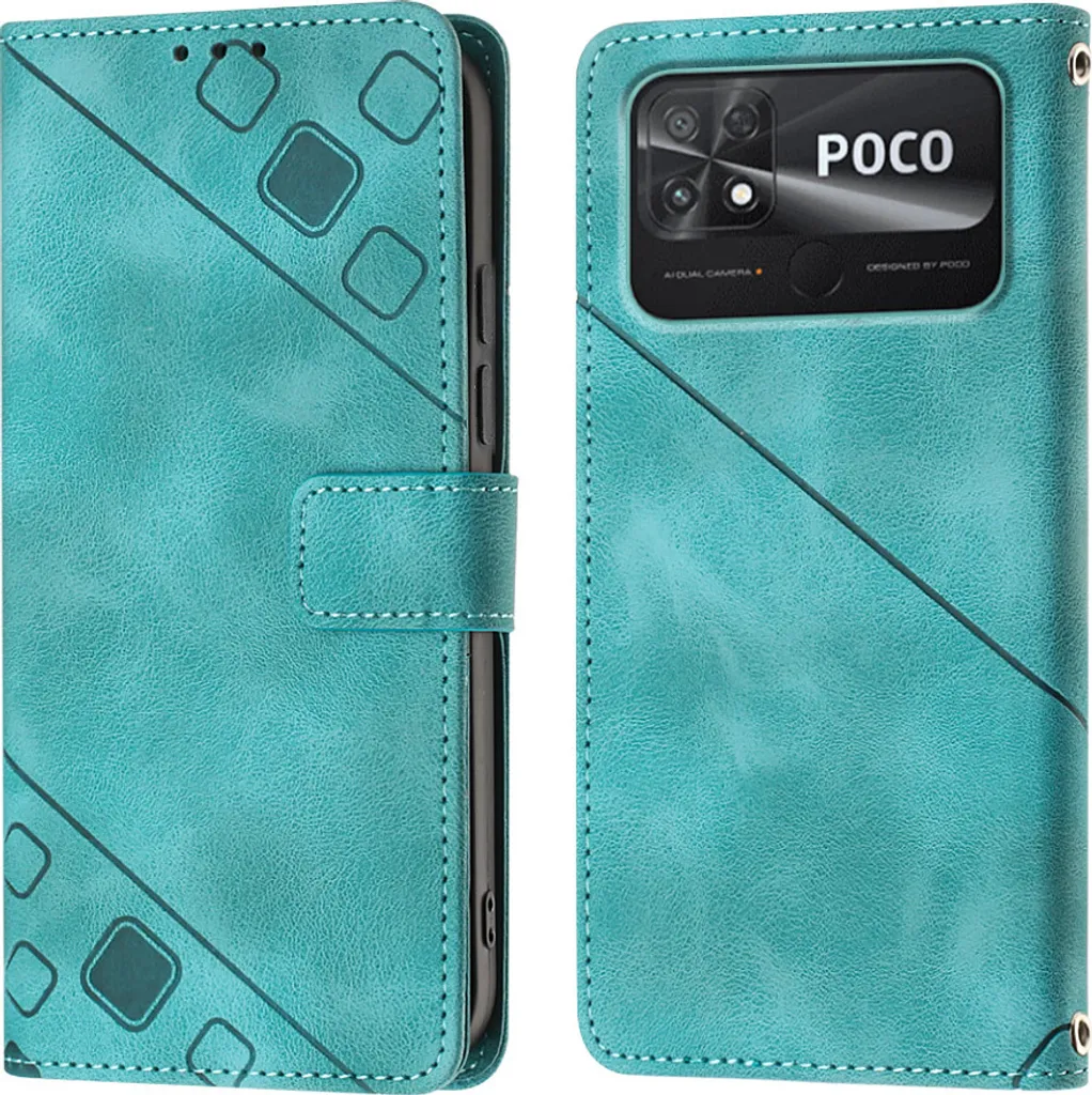 OFFERTA Custodia Poco C40 Verde - Cover Portafoglio in Pelle Sconto