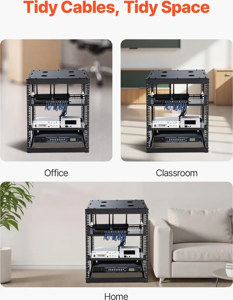 VEVOR Rack 12U Open Frame 585mm - Gestione IT e AV Professionale - 6