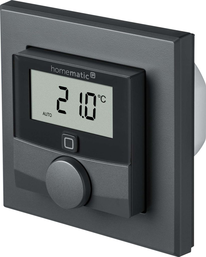 Homematic IP Smart Home Wandthermostat mit Schaltausgang – für Markenschalter, anthrazit, digitales Thermostat Fußbodenheizung mit/ohne App, Al...