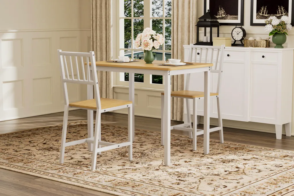 Petite table à manger industrielle avec bancs pour petits appartements